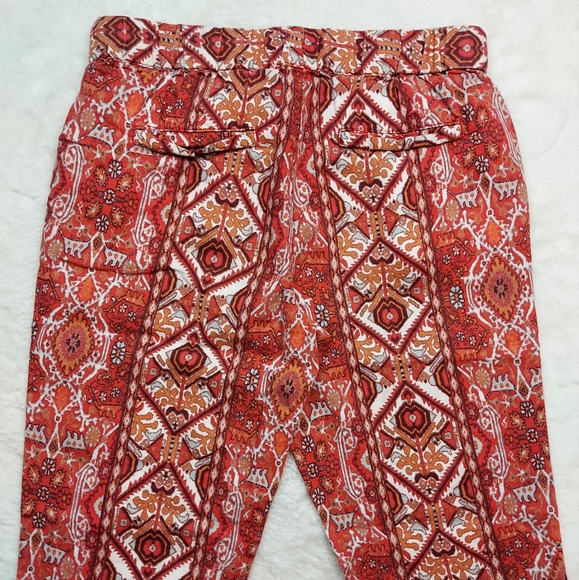 Rachel Zoe Multicolor Boho Linen Crop High Rise Pull On Pants Size S - Picture 10 of 11
